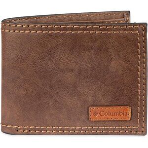 Men's Dark Tan Imported Solid RFID Slim Bi fold Wallets